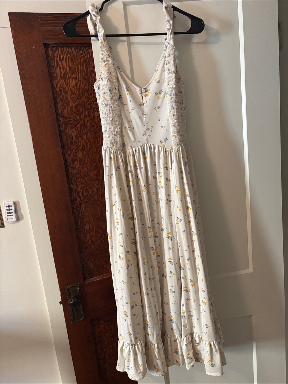 Urban Outfitters Cream Dress with Yellow & Blue Floral Print